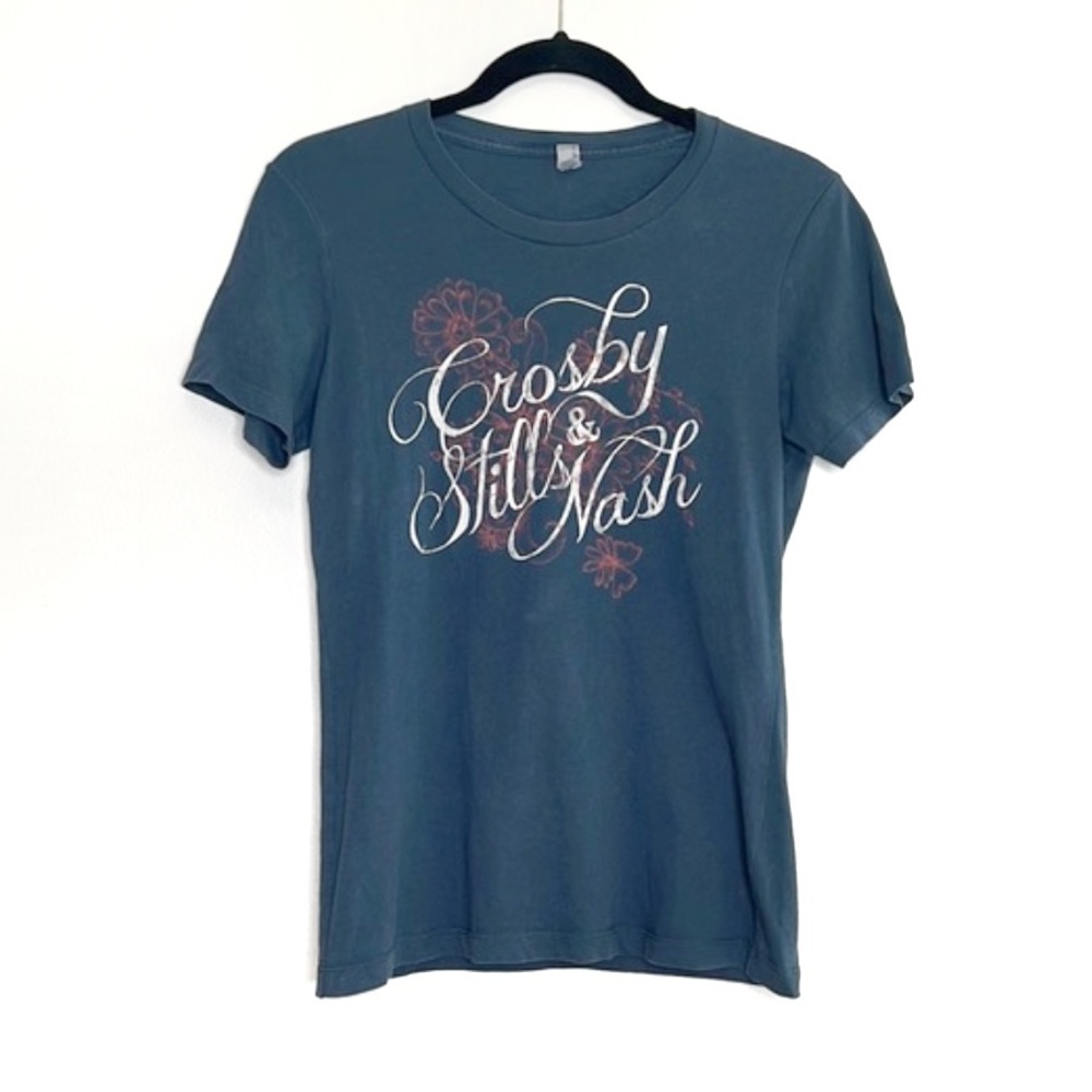 CROSBY STILLS & NASH blue graphic print band tee size Medium